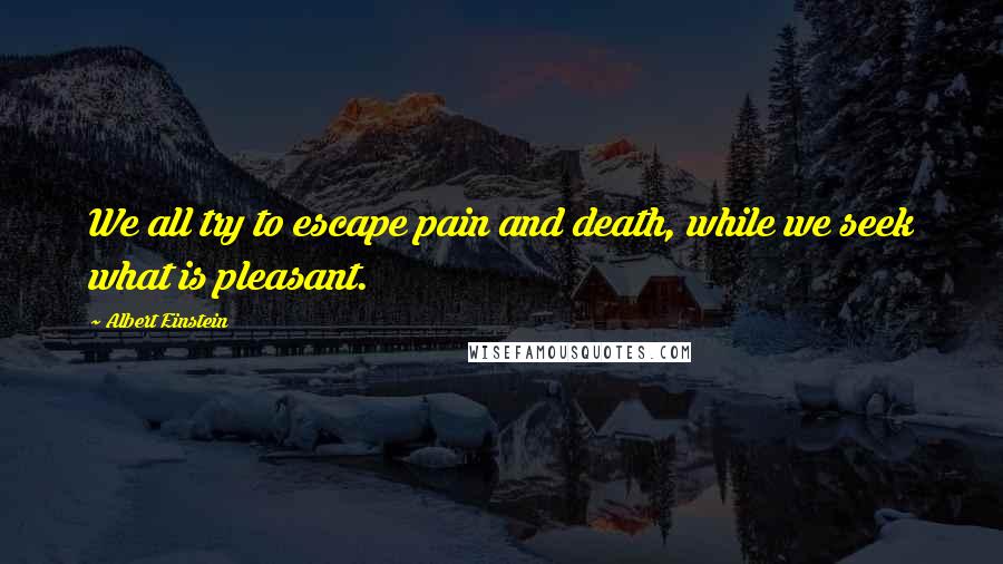 Albert Einstein Quotes: We all try to escape pain and death, while we seek what is pleasant.