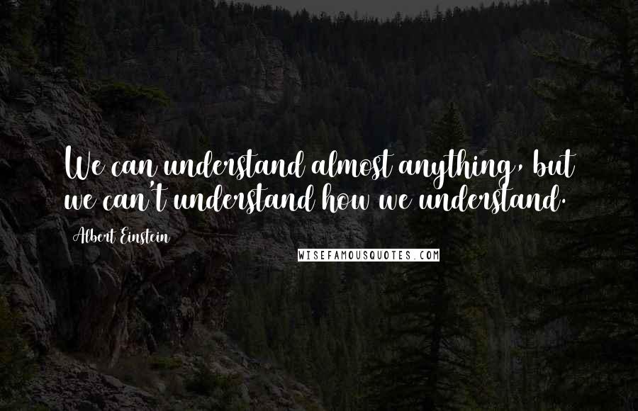 Albert Einstein Quotes: We can understand almost anything, but we can't understand how we understand.