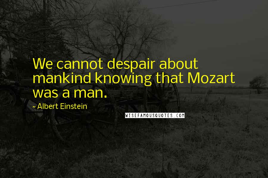 Albert Einstein Quotes: We cannot despair about mankind knowing that Mozart was a man.