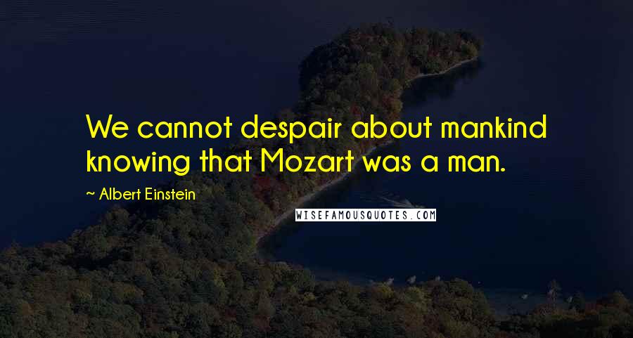 Albert Einstein Quotes: We cannot despair about mankind knowing that Mozart was a man.