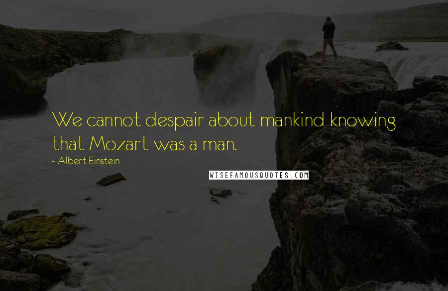 Albert Einstein Quotes: We cannot despair about mankind knowing that Mozart was a man.