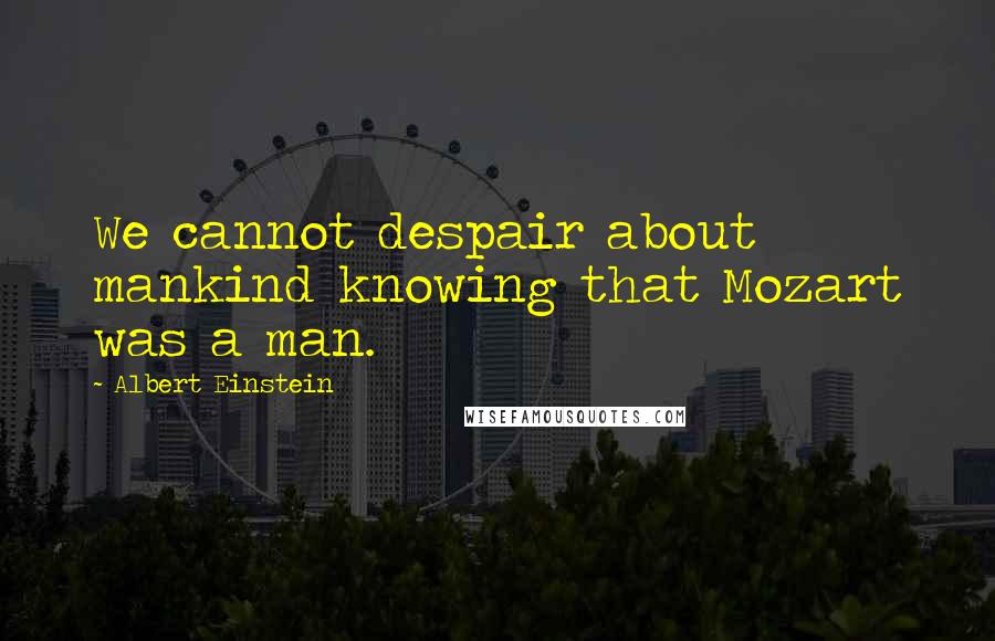 Albert Einstein Quotes: We cannot despair about mankind knowing that Mozart was a man.