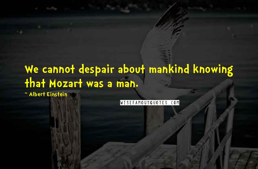 Albert Einstein Quotes: We cannot despair about mankind knowing that Mozart was a man.