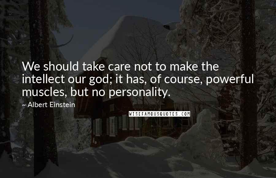 Albert Einstein Quotes: We should take care not to make the intellect our god; it has, of course, powerful muscles, but no personality.