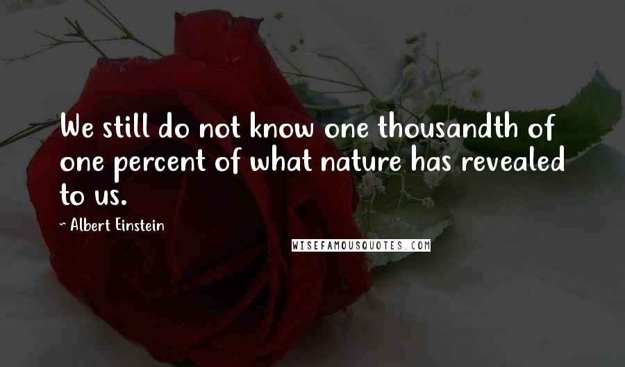 Albert Einstein Quotes: We still do not know one thousandth of one percent of what nature has revealed to us.