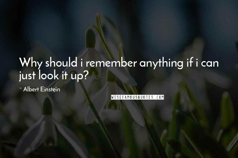 Albert Einstein Quotes: Why should i remember anything if i can just look it up?