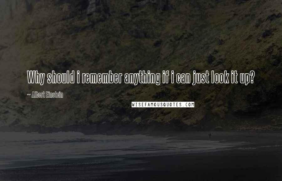 Albert Einstein Quotes: Why should i remember anything if i can just look it up?