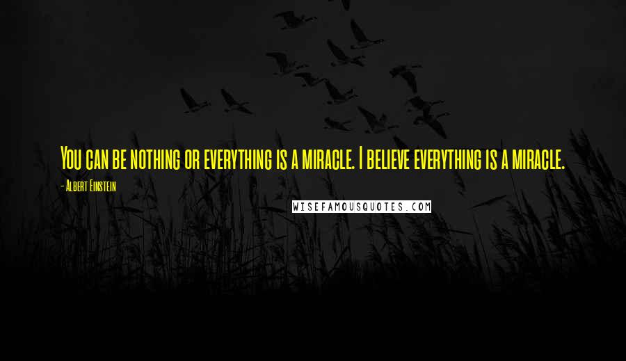 Albert Einstein Quotes: You can be nothing or everything is a miracle. I believe everything is a miracle.