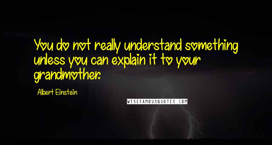 Albert Einstein Quotes: You do not really understand something unless you can explain it to your grandmother.