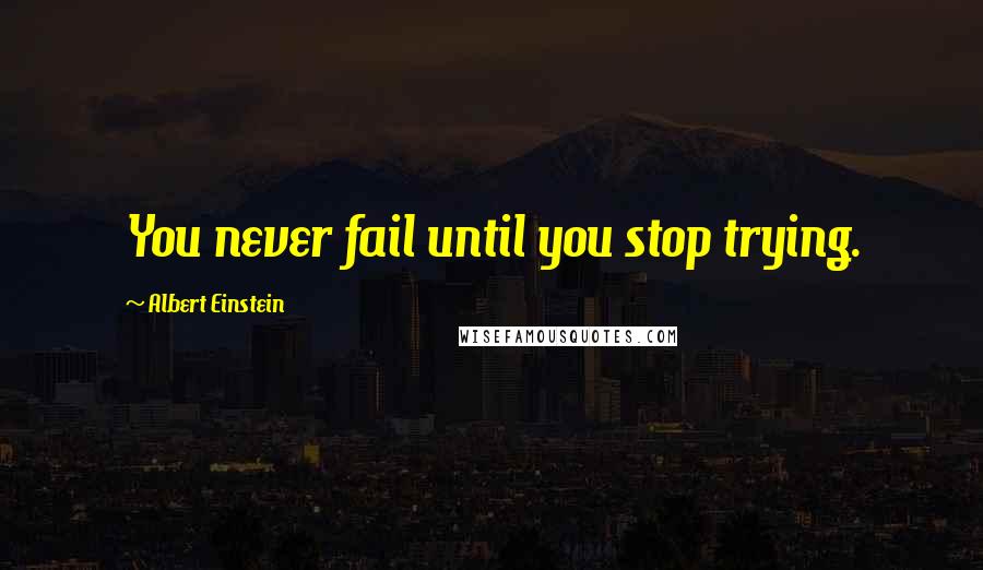 Albert Einstein Quotes: You never fail until you stop trying.