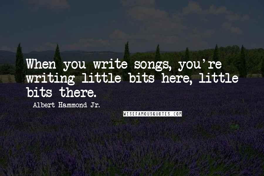 Albert Hammond Jr. Quotes: When you write songs, you're writing little bits here, little bits there.