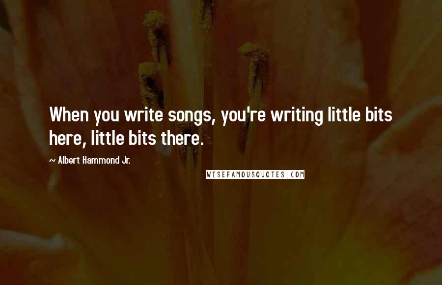 Albert Hammond Jr. Quotes: When you write songs, you're writing little bits here, little bits there.