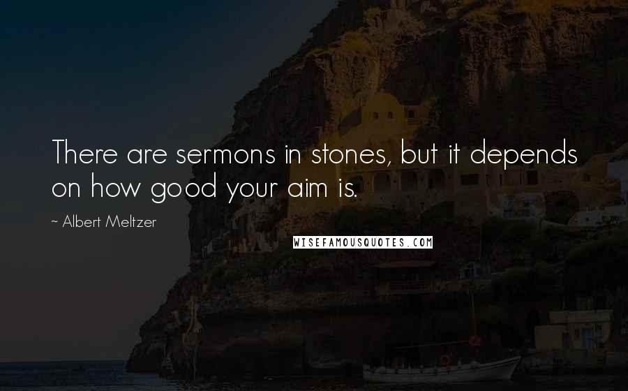 Albert Meltzer Quotes: There are sermons in stones, but it depends on how good your aim is.