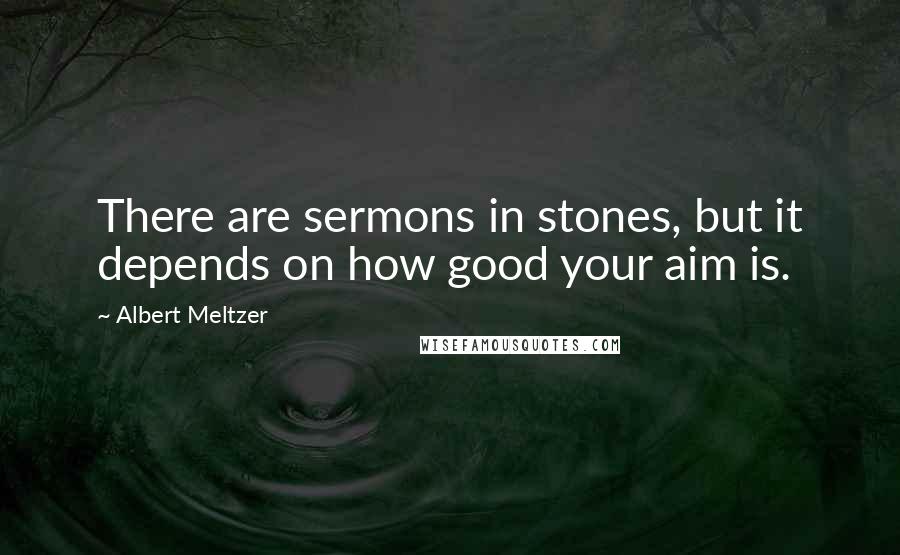 Albert Meltzer Quotes: There are sermons in stones, but it depends on how good your aim is.