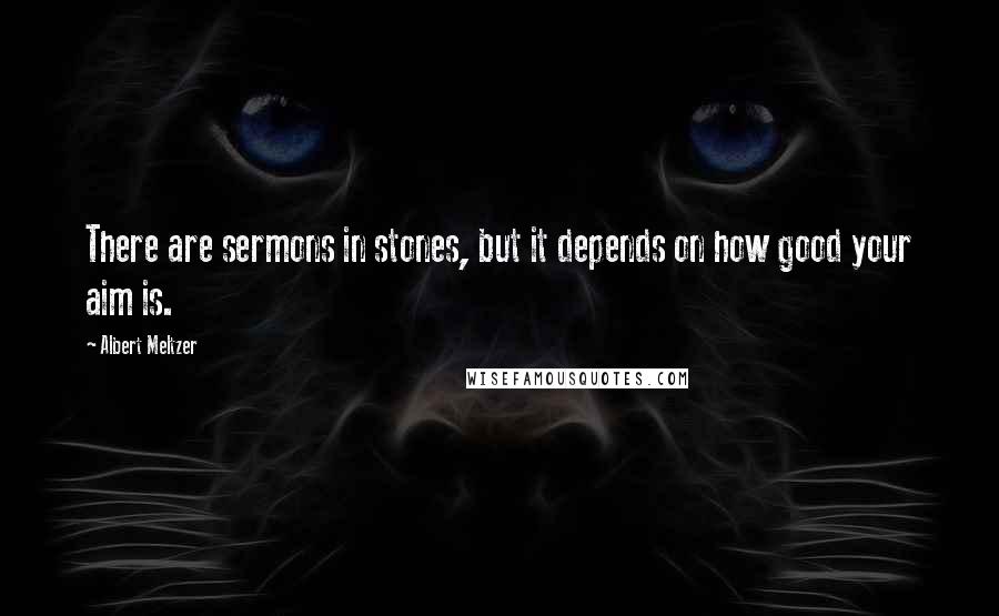 Albert Meltzer Quotes: There are sermons in stones, but it depends on how good your aim is.