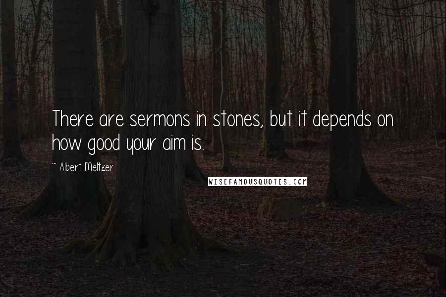 Albert Meltzer Quotes: There are sermons in stones, but it depends on how good your aim is.