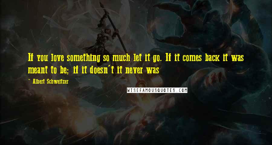 Albert Schweitzer Quotes: If you love something so much let it go. If it comes back it was meant to be; if it doesn't it never was