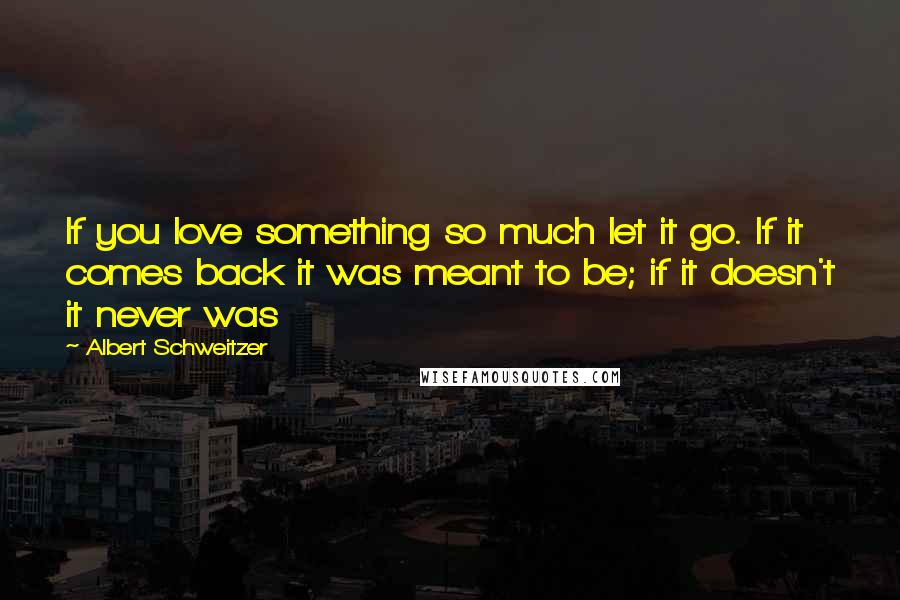 Albert Schweitzer Quotes: If you love something so much let it go. If it comes back it was meant to be; if it doesn't it never was