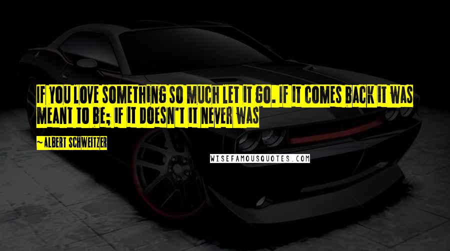 Albert Schweitzer Quotes: If you love something so much let it go. If it comes back it was meant to be; if it doesn't it never was