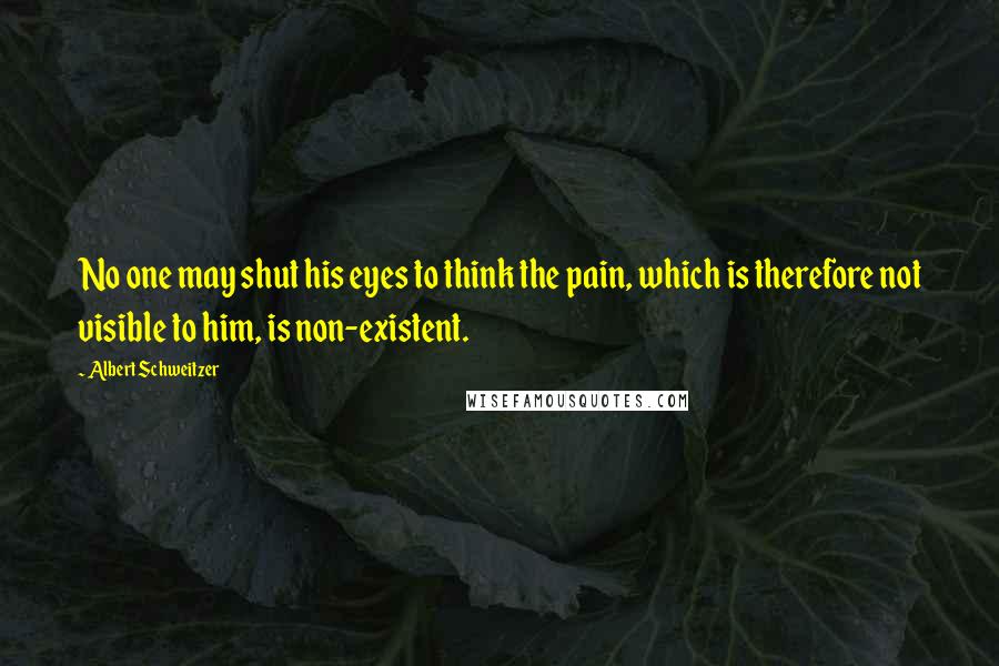 Albert Schweitzer Quotes: No one may shut his eyes to think the pain, which is therefore not visible to him, is non-existent.