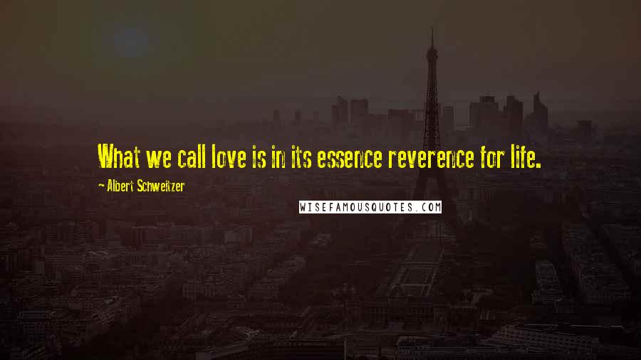 Albert Schweitzer Quotes: What we call love is in its essence reverence for life.