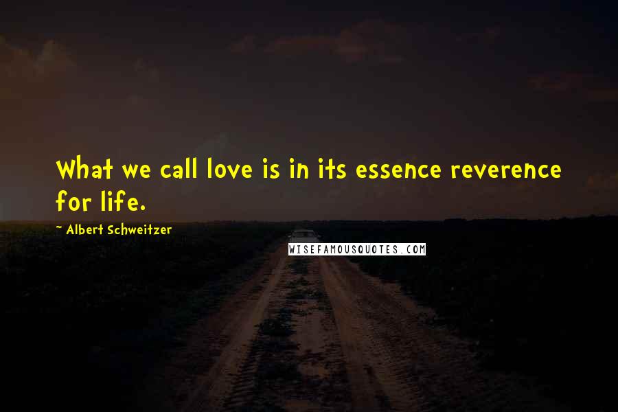 Albert Schweitzer Quotes: What we call love is in its essence reverence for life.