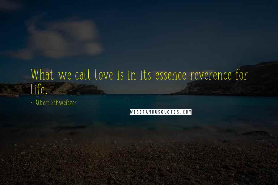 Albert Schweitzer Quotes: What we call love is in its essence reverence for life.