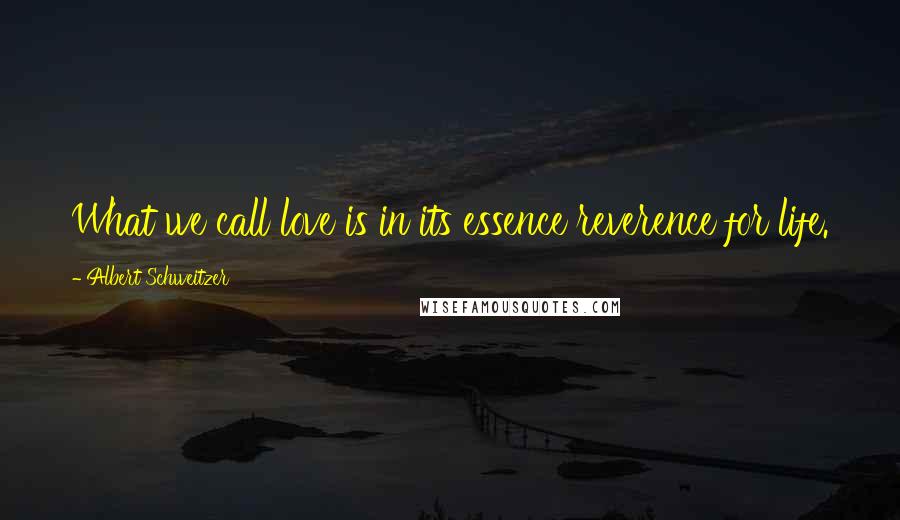 Albert Schweitzer Quotes: What we call love is in its essence reverence for life.