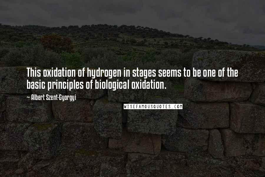 Albert Szent-Gyorgyi Quotes: This oxidation of hydrogen in stages seems to be one of the basic principles of biological oxidation.