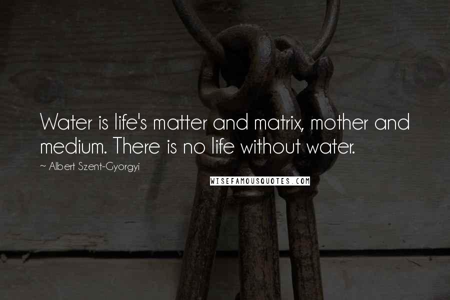 Albert Szent-Gyorgyi Quotes: Water is life's matter and matrix, mother and medium. There is no life without water.