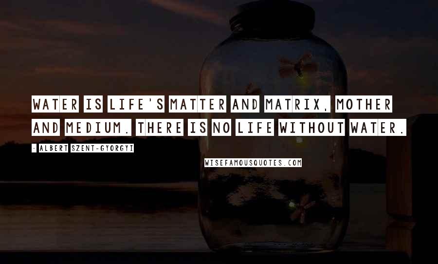 Albert Szent-Gyorgyi Quotes: Water is life's matter and matrix, mother and medium. There is no life without water.