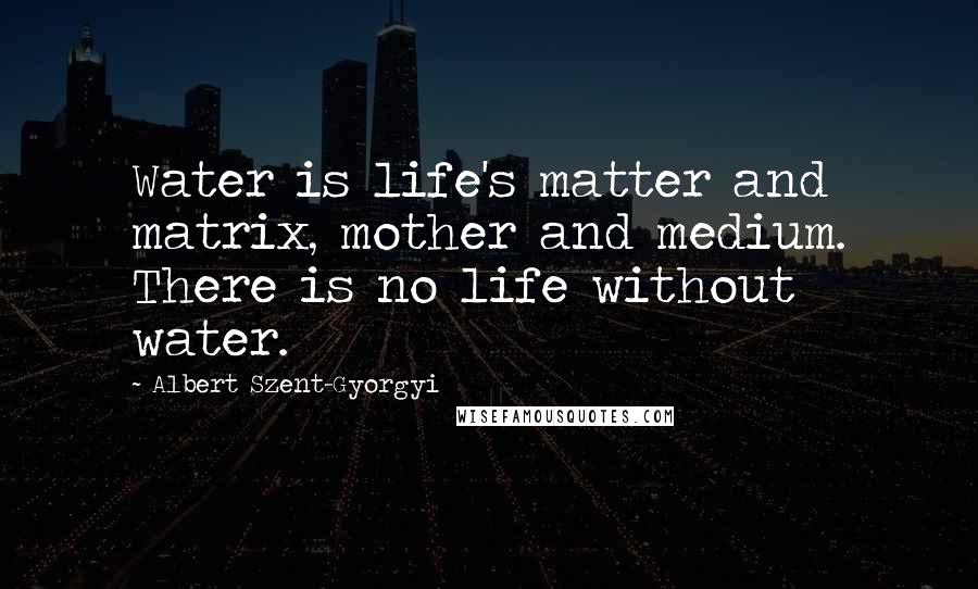 Albert Szent-Gyorgyi Quotes: Water is life's matter and matrix, mother and medium. There is no life without water.