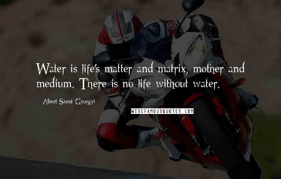 Albert Szent-Gyorgyi Quotes: Water is life's matter and matrix, mother and medium. There is no life without water.