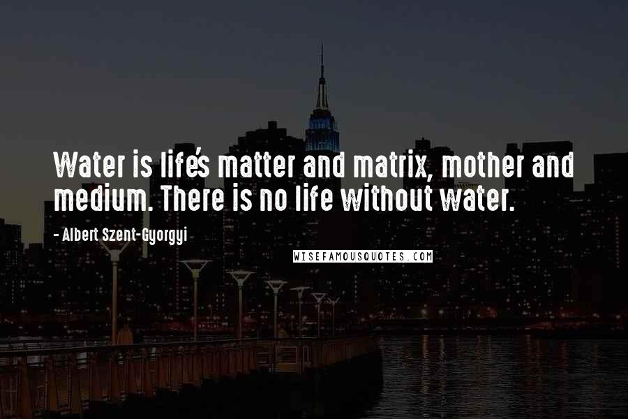 Albert Szent-Gyorgyi Quotes: Water is life's matter and matrix, mother and medium. There is no life without water.