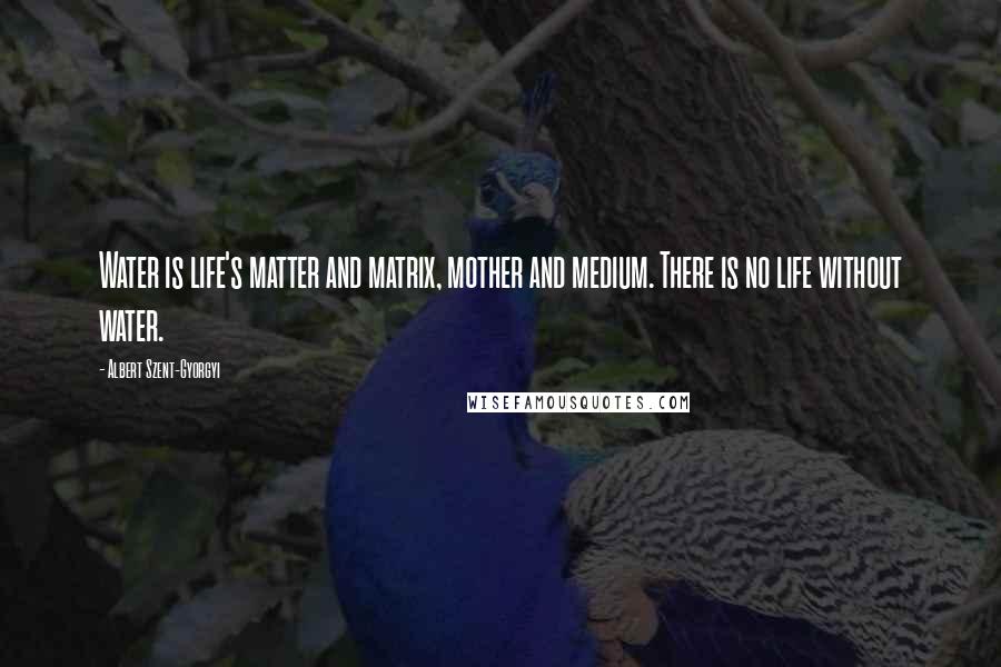 Albert Szent-Gyorgyi Quotes: Water is life's matter and matrix, mother and medium. There is no life without water.