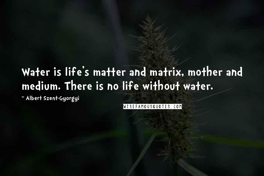 Albert Szent-Gyorgyi Quotes: Water is life's matter and matrix, mother and medium. There is no life without water.