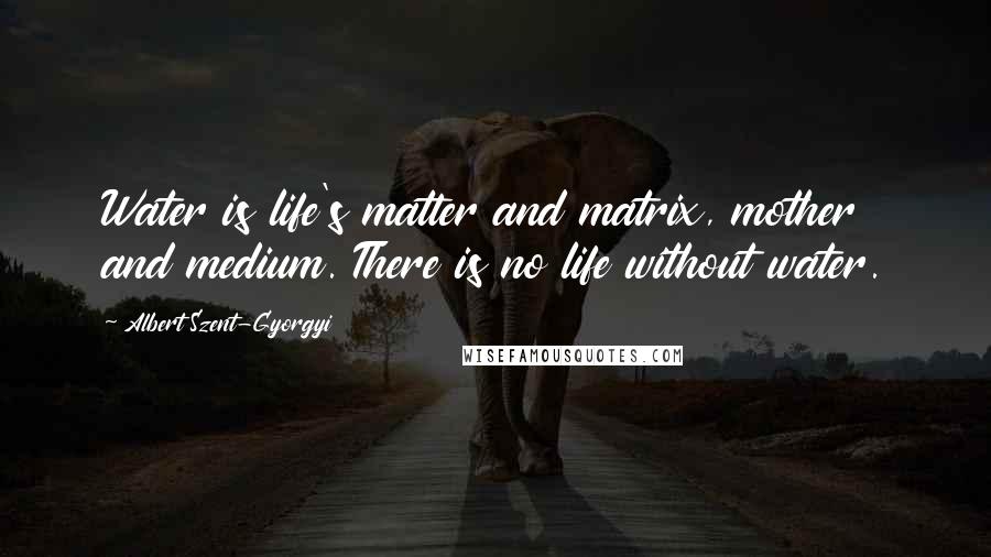 Albert Szent-Gyorgyi Quotes: Water is life's matter and matrix, mother and medium. There is no life without water.