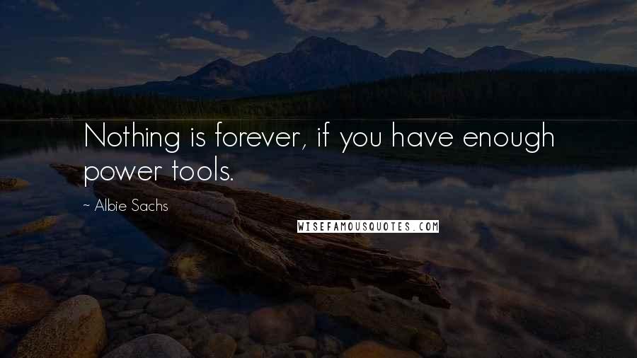 Albie Sachs Quotes: Nothing is forever, if you have enough power tools.