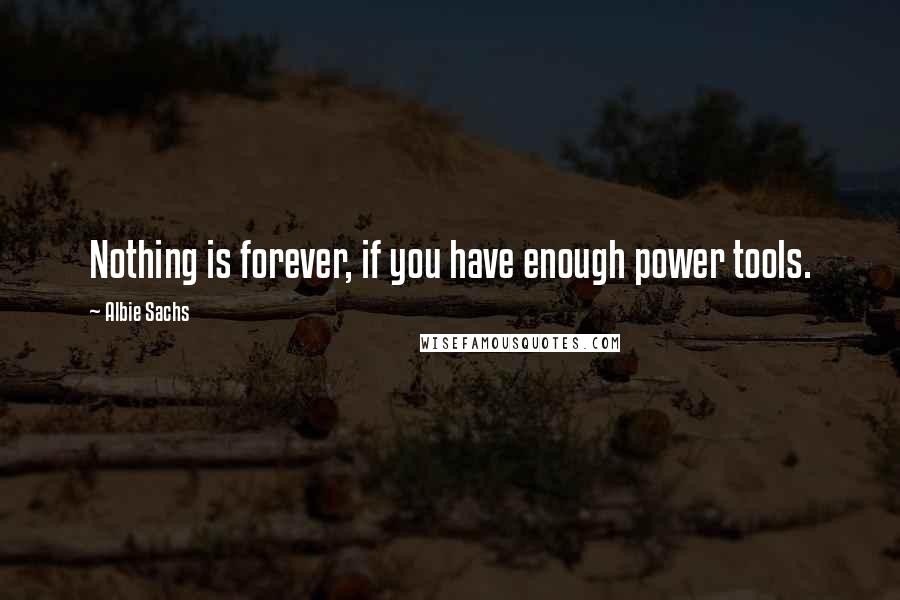 Albie Sachs Quotes: Nothing is forever, if you have enough power tools.