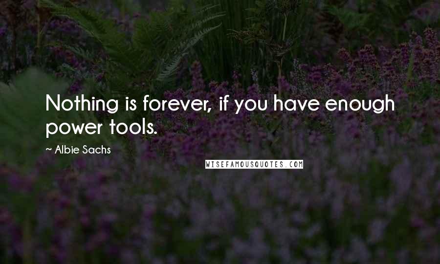 Albie Sachs Quotes: Nothing is forever, if you have enough power tools.