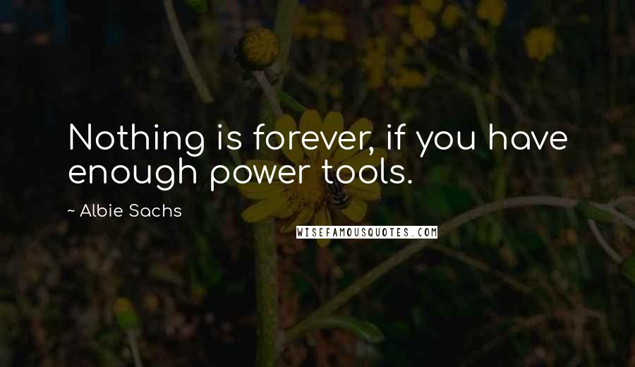 Albie Sachs Quotes: Nothing is forever, if you have enough power tools.