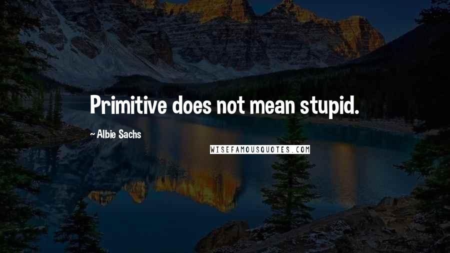 Albie Sachs Quotes: Primitive does not mean stupid.