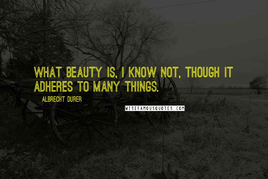 Albrecht Durer Quotes: What beauty is, I know not, though it adheres to many things.