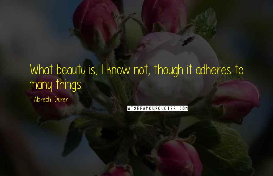 Albrecht Durer Quotes: What beauty is, I know not, though it adheres to many things.