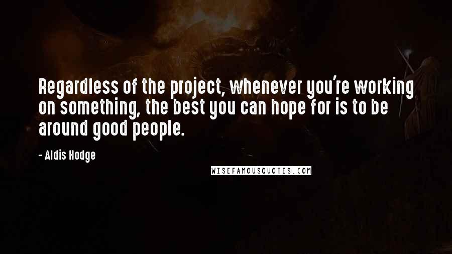 Aldis Hodge Quotes: Regardless of the project, whenever you're working on something, the best you can hope for is to be around good people.