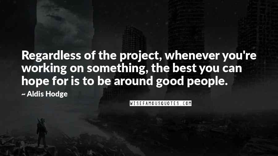 Aldis Hodge Quotes: Regardless of the project, whenever you're working on something, the best you can hope for is to be around good people.