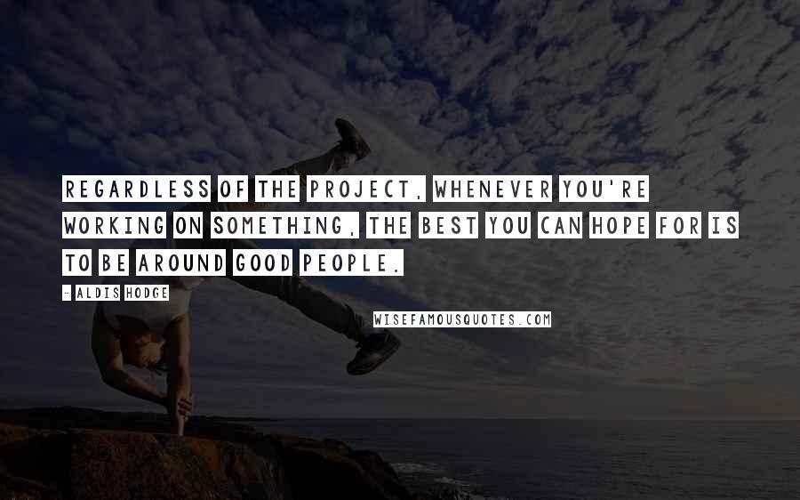 Aldis Hodge Quotes: Regardless of the project, whenever you're working on something, the best you can hope for is to be around good people.