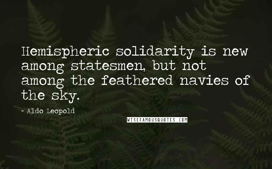 Aldo Leopold Quotes: Hemispheric solidarity is new among statesmen, but not among the feathered navies of the sky.