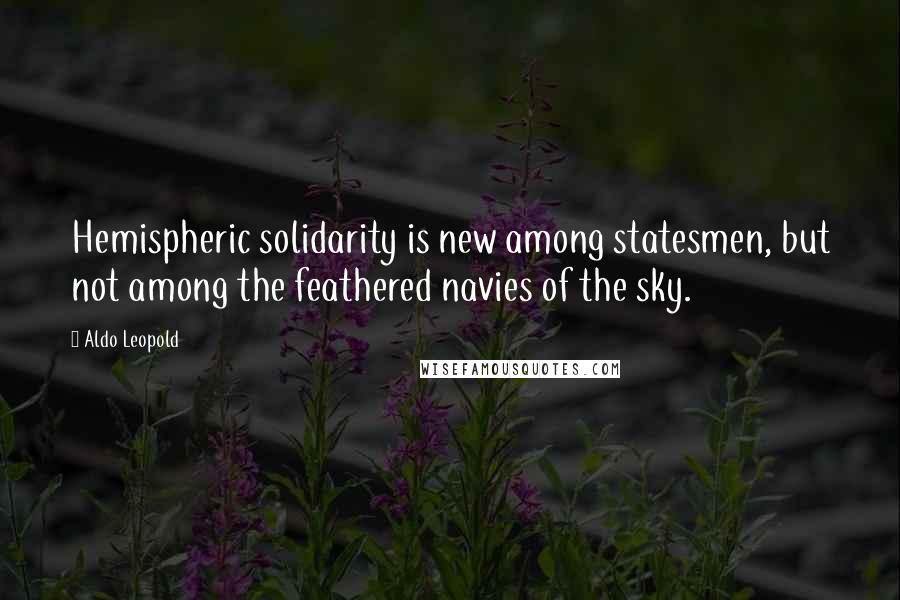Aldo Leopold Quotes: Hemispheric solidarity is new among statesmen, but not among the feathered navies of the sky.