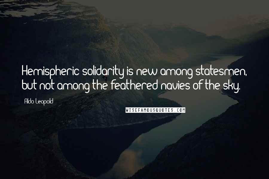 Aldo Leopold Quotes: Hemispheric solidarity is new among statesmen, but not among the feathered navies of the sky.